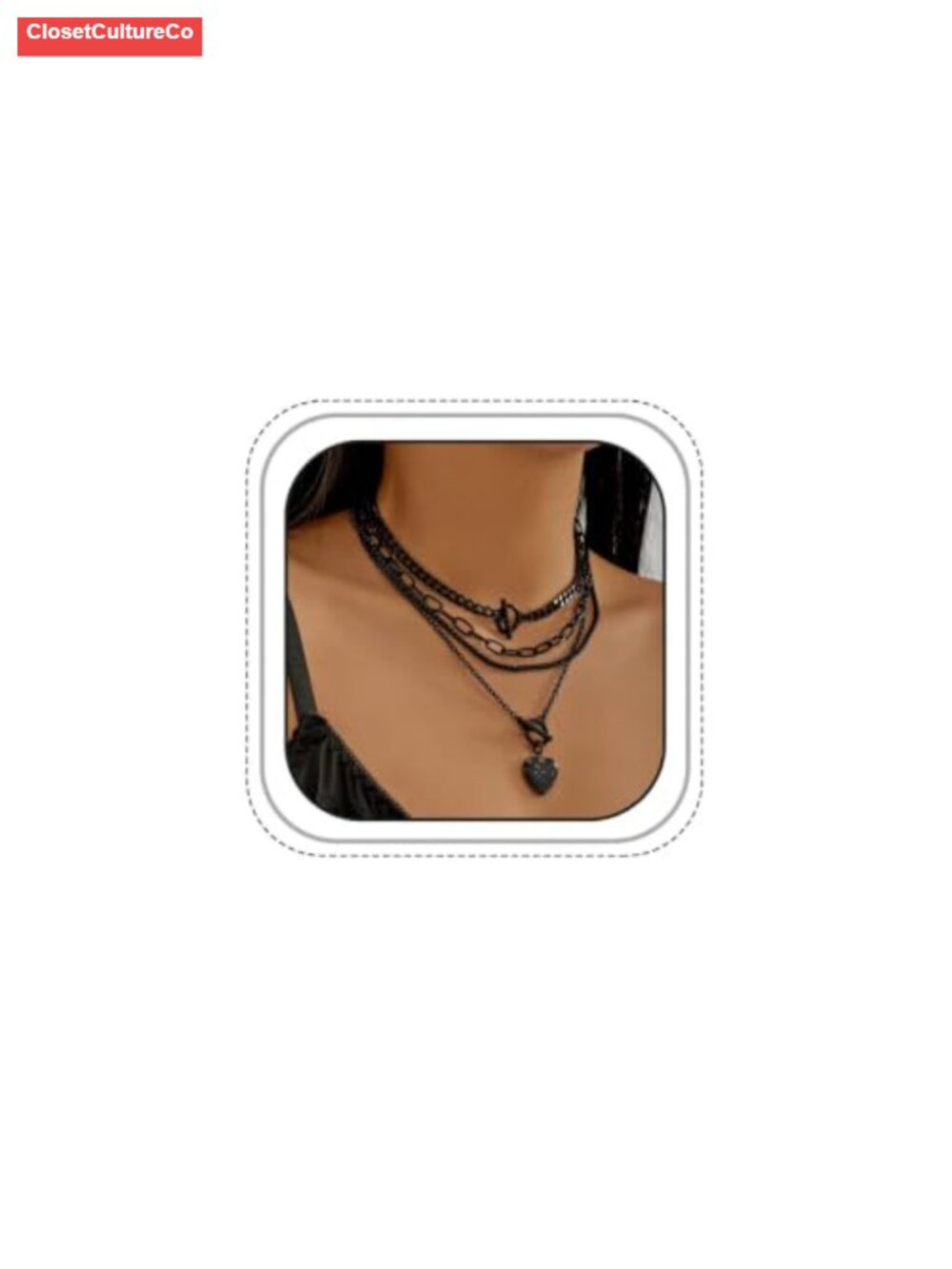 Layered Alloy Toggle Heart Drop Choker Necklace Gothic Punk Jewelry Gift